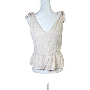 Express Linen Blend Boho Peplum Women’s Sleeveless Shirt Top Fairy Coastal Sz L